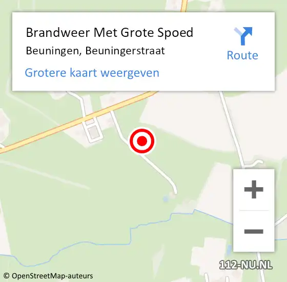 Locatie op kaart van de 112 melding: Brandweer Met Grote Spoed Naar Beuningen, Beuningerstraat op 13 mei 2024 16:00
