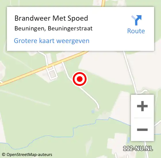 Locatie op kaart van de 112 melding: Brandweer Met Spoed Naar Beuningen, Beuningerstraat op 13 mei 2024 16:06