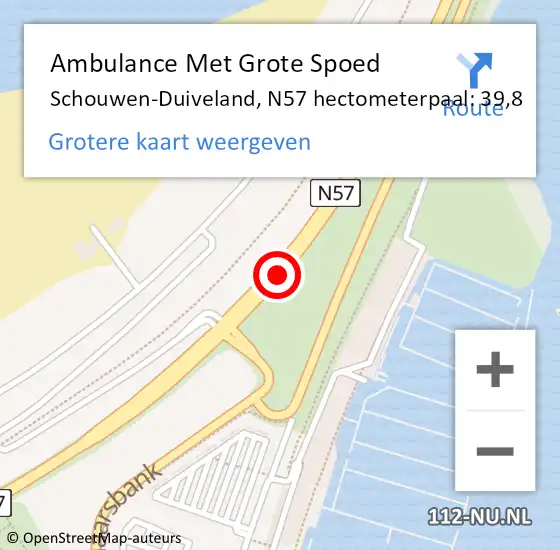 Locatie op kaart van de 112 melding: Ambulance Met Grote Spoed Naar Schouwen-Duiveland, N57 hectometerpaal: 39,8 op 13 mei 2024 16:11