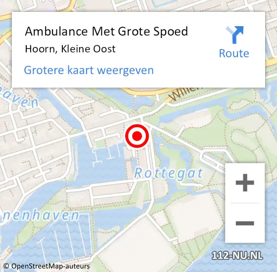 Locatie op kaart van de 112 melding: Ambulance Met Grote Spoed Naar Hoorn, Kleine Oost op 13 mei 2024 16:13