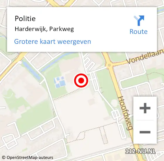 Locatie op kaart van de 112 melding: Politie Harderwijk, Parkweg op 13 mei 2024 16:25