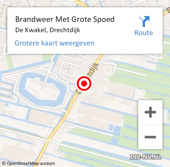 Locatie op kaart van de 112 melding: Brandweer Met Grote Spoed Naar De Kwakel, Drechtdijk op 13 mei 2024 16:34