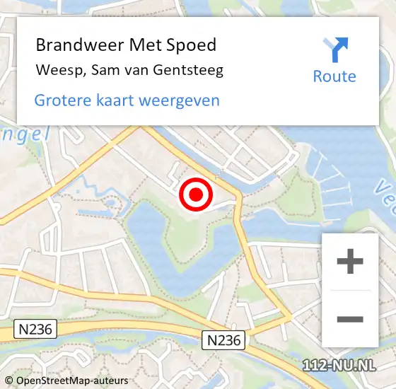 Locatie op kaart van de 112 melding: Brandweer Met Spoed Naar Weesp, Sam van Gentsteeg op 13 mei 2024 16:36