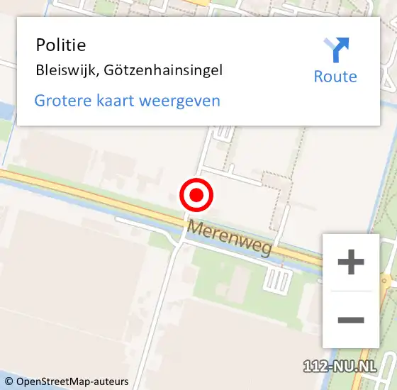 Locatie op kaart van de 112 melding: Politie Bleiswijk, Götzenhainsingel op 13 mei 2024 16:40