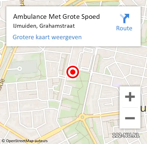 Locatie op kaart van de 112 melding: Ambulance Met Grote Spoed Naar IJmuiden, Grahamstraat op 13 mei 2024 16:40