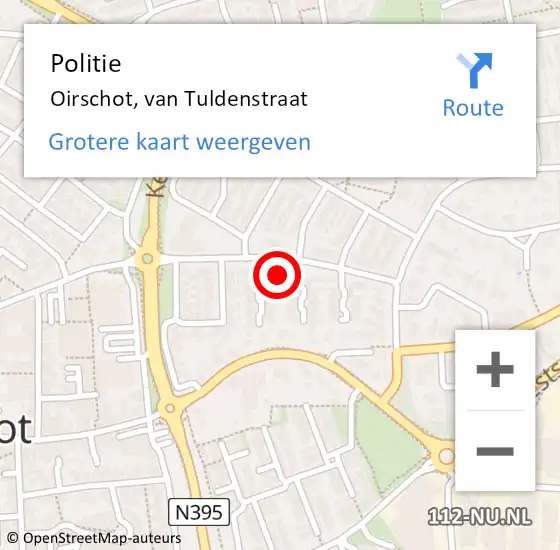 Locatie op kaart van de 112 melding: Politie Oirschot, van Tuldenstraat op 13 mei 2024 16:41