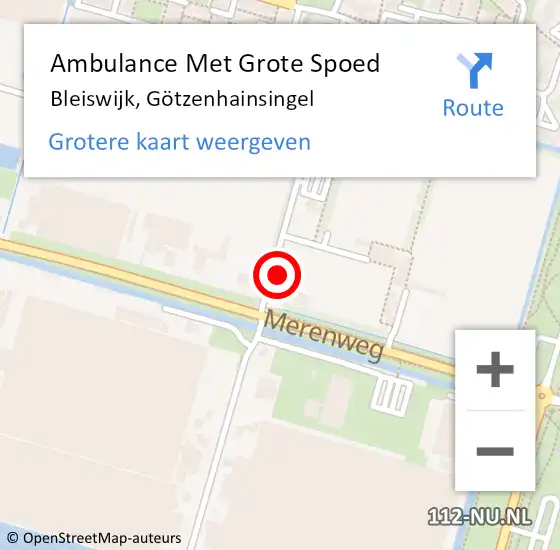 Locatie op kaart van de 112 melding: Ambulance Met Grote Spoed Naar Bleiswijk, Götzenhainsingel op 13 mei 2024 16:44