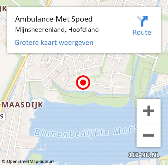 Locatie op kaart van de 112 melding: Ambulance Met Spoed Naar Mijnsheerenland, Hoofdland op 13 mei 2024 17:08