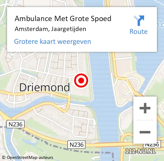 Locatie op kaart van de 112 melding: Ambulance Met Grote Spoed Naar Amsterdam, Jaargetijden op 13 mei 2024 17:12