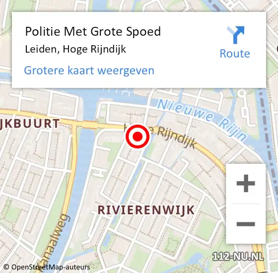 Locatie op kaart van de 112 melding: Politie Met Grote Spoed Naar Leiden, Hoge Rijndijk op 13 mei 2024 17:17