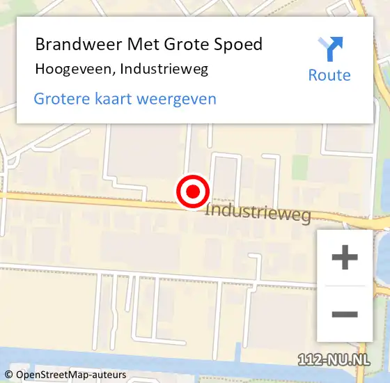 Locatie op kaart van de 112 melding: Brandweer Met Grote Spoed Naar Hoogeveen, Industrieweg op 13 mei 2024 17:28