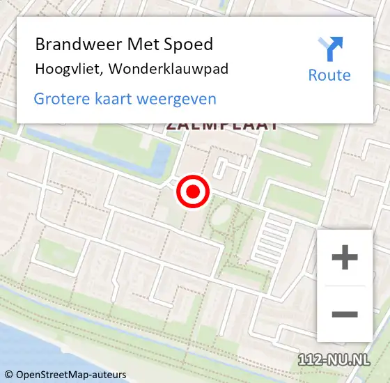 Locatie op kaart van de 112 melding: Brandweer Met Spoed Naar Hoogvliet, Wonderklauwpad op 13 mei 2024 17:30