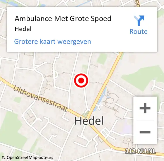 Locatie op kaart van de 112 melding: Ambulance Met Grote Spoed Naar Hedel op 13 mei 2024 17:45