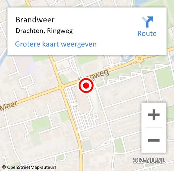 Locatie op kaart van de 112 melding: Brandweer Drachten, Ringweg op 13 mei 2024 17:55