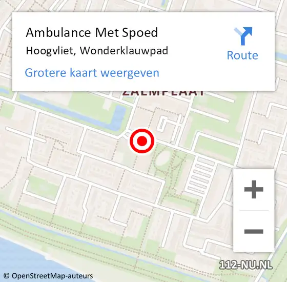 Locatie op kaart van de 112 melding: Ambulance Met Spoed Naar Hoogvliet, Wonderklauwpad op 13 mei 2024 17:56