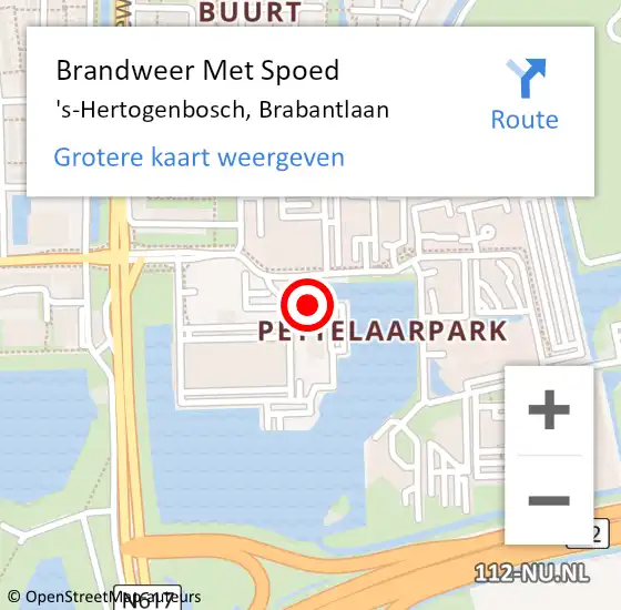 Locatie op kaart van de 112 melding: Brandweer Met Spoed Naar 's-Hertogenbosch, Brabantlaan op 13 mei 2024 17:56