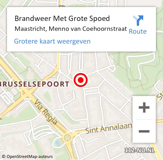 Locatie op kaart van de 112 melding: Brandweer Met Grote Spoed Naar Maastricht, Menno van Coehoornstraat op 13 mei 2024 18:01