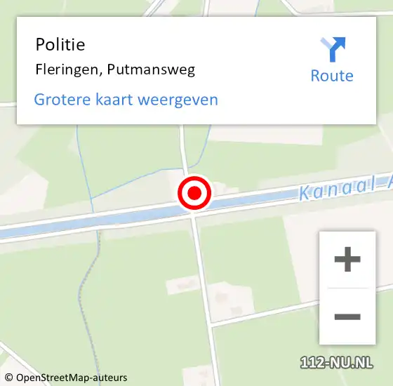 Locatie op kaart van de 112 melding: Politie Fleringen, Putmansweg op 13 mei 2024 18:07