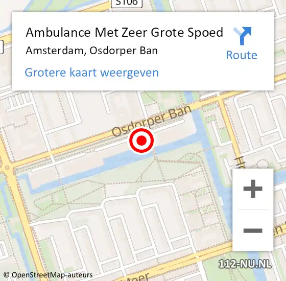 Locatie op kaart van de 112 melding: Ambulance Met Zeer Grote Spoed Naar Amsterdam, Osdorper Ban op 13 mei 2024 18:20