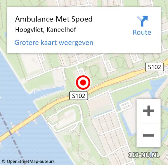 Locatie op kaart van de 112 melding: Ambulance Met Spoed Naar Hoogvliet, Kaneelhof op 13 mei 2024 18:23