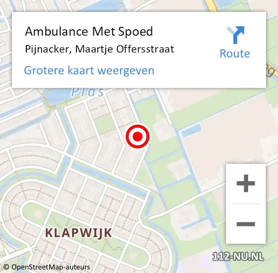 Locatie op kaart van de 112 melding: Ambulance Met Spoed Naar Pijnacker, Maartje Offersstraat op 13 mei 2024 18:29