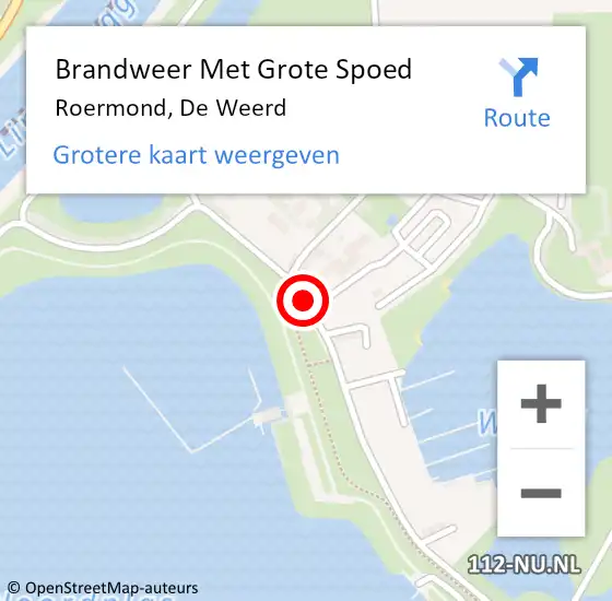 Locatie op kaart van de 112 melding: Brandweer Met Grote Spoed Naar Roermond, De Weerd op 13 mei 2024 18:29