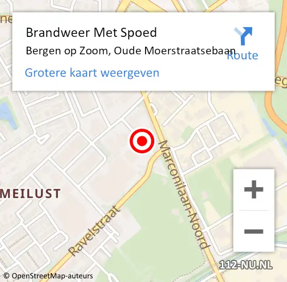 Locatie op kaart van de 112 melding: Brandweer Met Spoed Naar Bergen op Zoom, Oude Moerstraatsebaan op 13 mei 2024 18:41