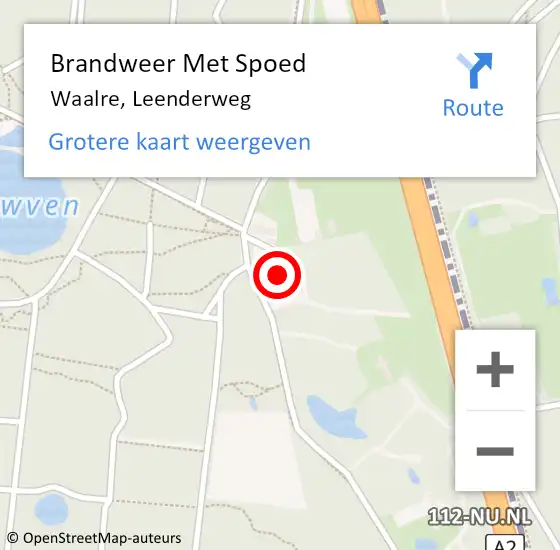 Locatie op kaart van de 112 melding: Brandweer Met Spoed Naar Waalre, Leenderweg op 13 mei 2024 18:43