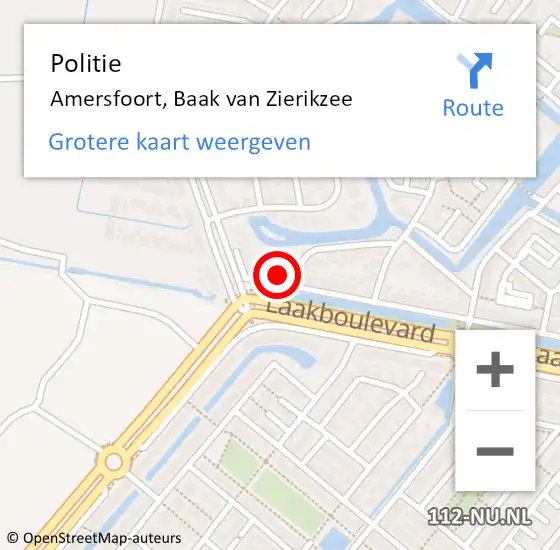 Locatie op kaart van de 112 melding: Politie Amersfoort, Baak van Zierikzee op 13 mei 2024 18:57