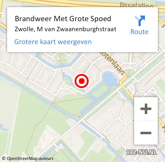 Locatie op kaart van de 112 melding: Brandweer Met Grote Spoed Naar Zwolle, M van Zwaanenburghstraat op 13 mei 2024 19:00