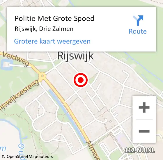 Locatie op kaart van de 112 melding: Politie Met Grote Spoed Naar Rijswijk, Drie Zalmen op 13 mei 2024 19:10