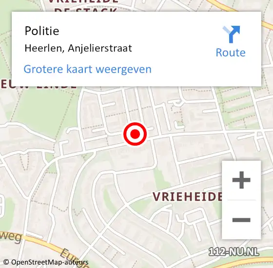 Locatie op kaart van de 112 melding: Politie Heerlen, Anjelierstraat op 13 mei 2024 19:36