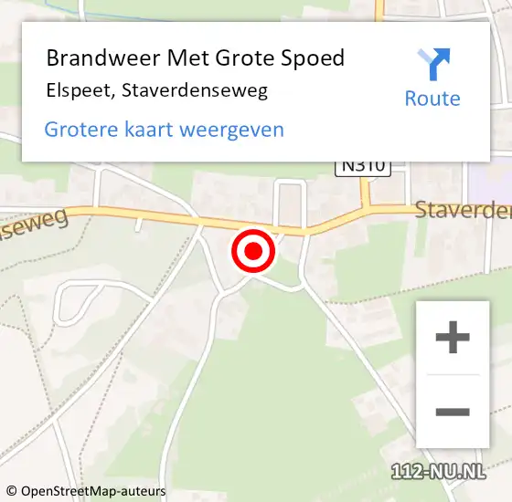 Locatie op kaart van de 112 melding: Brandweer Met Grote Spoed Naar Elspeet, Staverdenseweg op 13 mei 2024 19:39