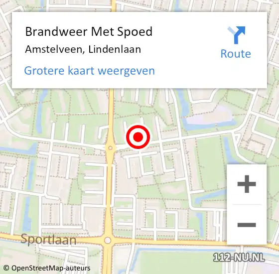 Locatie op kaart van de 112 melding: Brandweer Met Spoed Naar Amstelveen, Lindenlaan op 13 mei 2024 19:46