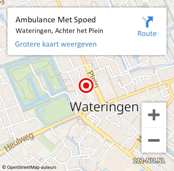 Locatie op kaart van de 112 melding: Ambulance Met Spoed Naar Wateringen, Plein op 13 mei 2024 19:54