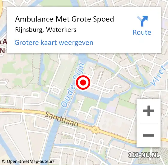 Locatie op kaart van de 112 melding: Ambulance Met Grote Spoed Naar Rijnsburg, Waterkers op 13 mei 2024 19:56