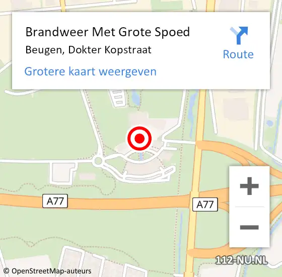 Locatie op kaart van de 112 melding: Brandweer Met Grote Spoed Naar Beugen, Dokter Kopstraat op 13 mei 2024 20:02