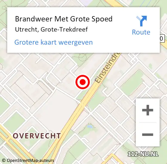 Locatie op kaart van de 112 melding: Brandweer Met Grote Spoed Naar Utrecht, Grote-Trekdreef op 13 mei 2024 20:12