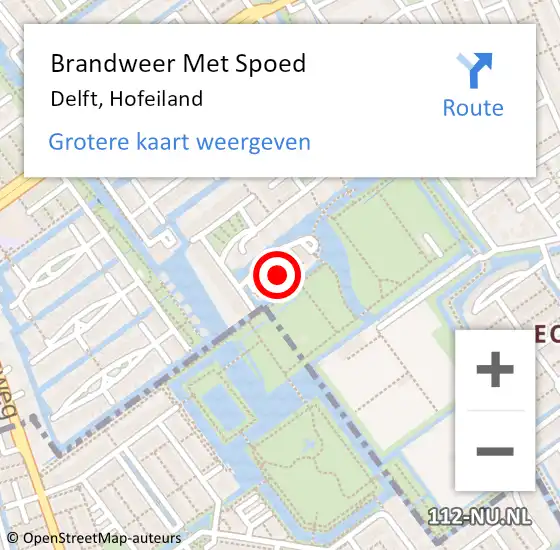 Locatie op kaart van de 112 melding: Brandweer Met Spoed Naar Delft, Hofeiland op 13 mei 2024 20:16