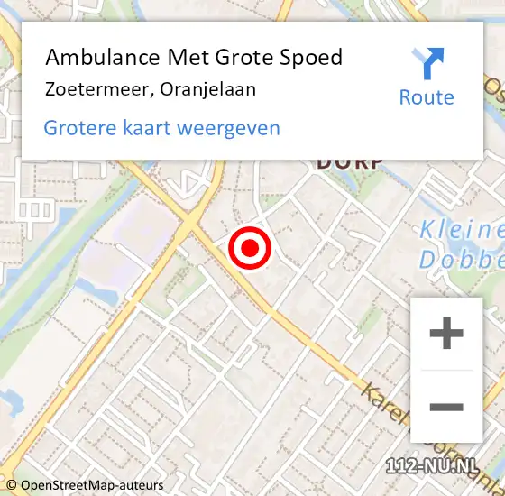 Locatie op kaart van de 112 melding: Ambulance Met Grote Spoed Naar Zoetermeer, Oranjelaan op 13 mei 2024 20:20