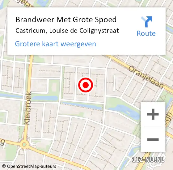 Locatie op kaart van de 112 melding: Brandweer Met Grote Spoed Naar Castricum, Louise de Colignystraat op 13 mei 2024 20:20