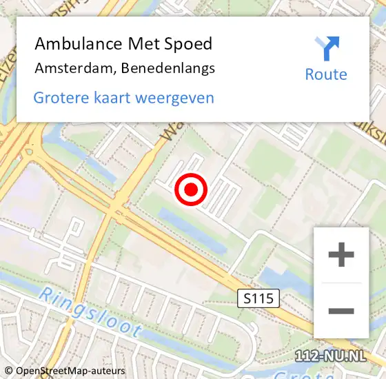 Locatie op kaart van de 112 melding: Ambulance Met Spoed Naar Amsterdam, Benedenlangs op 13 mei 2024 20:20