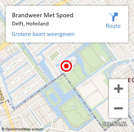 Locatie op kaart van de 112 melding: Brandweer Met Spoed Naar Delft, Hofeiland op 13 mei 2024 20:21