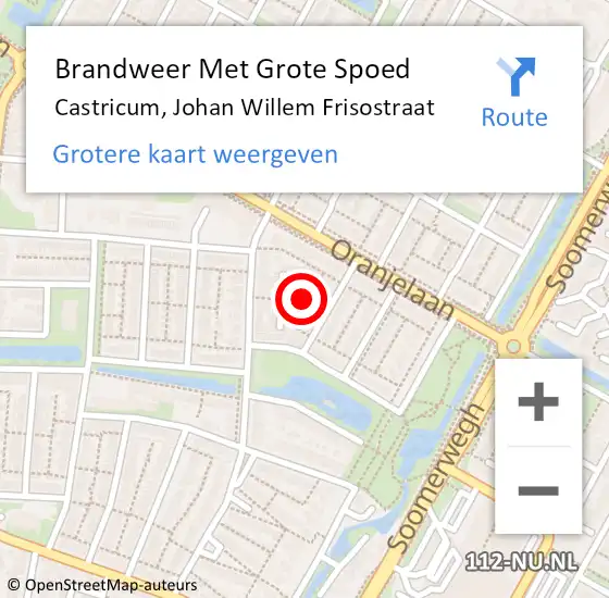 Locatie op kaart van de 112 melding: Brandweer Met Grote Spoed Naar Castricum, Johan Willem Frisostraat op 13 mei 2024 20:26