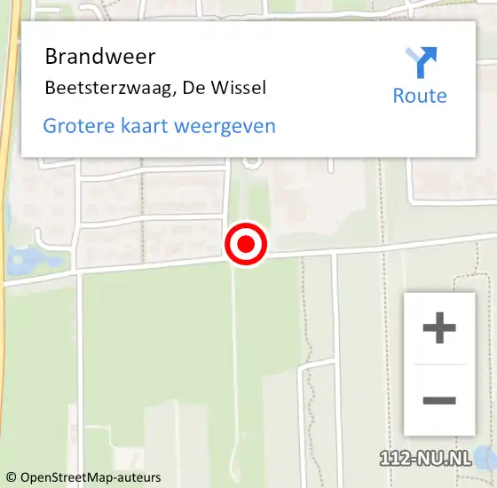 Locatie op kaart van de 112 melding: Brandweer Beetsterzwaag, De Wissel op 13 mei 2024 20:26