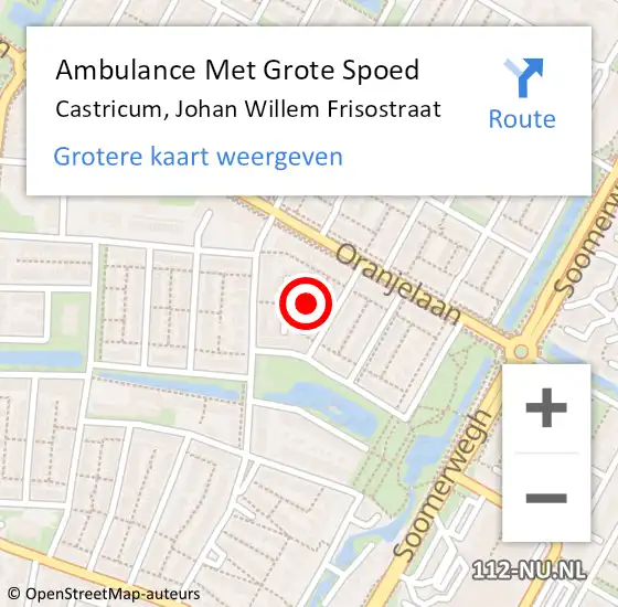 Locatie op kaart van de 112 melding: Ambulance Met Grote Spoed Naar Castricum, Johan Willem Frisostraat op 13 mei 2024 20:27