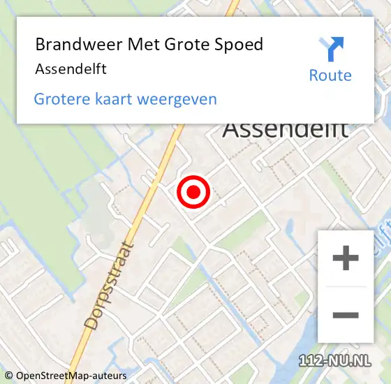 Locatie op kaart van de 112 melding: Brandweer Met Grote Spoed Naar Assendelft op 13 mei 2024 20:28