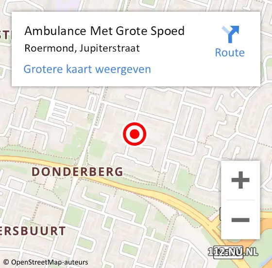 Locatie op kaart van de 112 melding: Ambulance Met Grote Spoed Naar Roermond, Jupiterstraat op 13 mei 2024 20:28