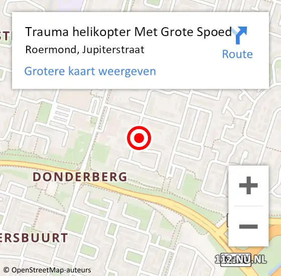 Locatie op kaart van de 112 melding: Trauma helikopter Met Grote Spoed Naar Roermond, Jupiterstraat op 13 mei 2024 20:32