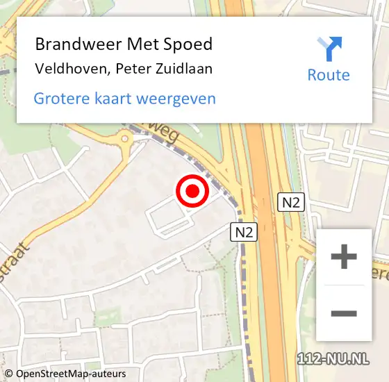 Locatie op kaart van de 112 melding: Brandweer Met Spoed Naar Veldhoven, Peter Zuidlaan op 13 mei 2024 20:41